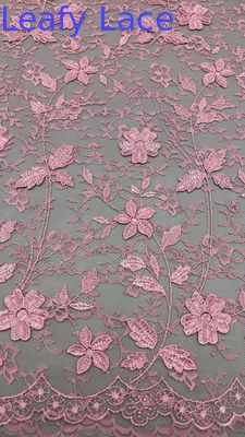 Leafy Flower Sequin Embroidery Lace Fabric For Wedding Garment