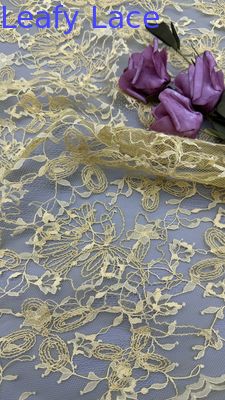Yellow Durable and Elegant Embroidery Luxary Flower Embroidery Fabric Lace Fabric Wedding Birthday Occasions