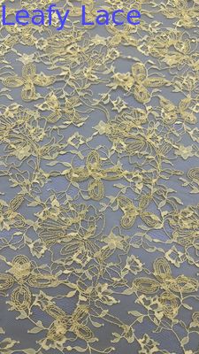 Yellow Durable and Elegant Embroidery Luxary Flower Embroidery Fabric Lace Fabric Wedding Birthday Occasions