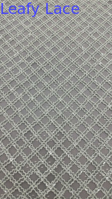 Leafy Plaid Embroidery Durable And Elegant  Luxary Knit Embroidery Fabric Lace Fabric Wedding Birthday Occasions Sequin Plaid Fabric