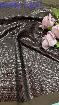 100% Polyester Leafy Sequin Embroidery Fabric Shine Luxury for Garment