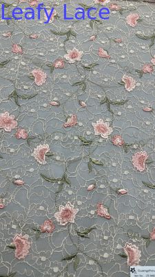 100% Cotton Embroidery Lace Fabric Floral Elegent Embroidery Fabric For Party  Dress