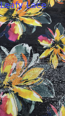 3D Floral Sequin Embroidery Fabric For Birthday Party Dress