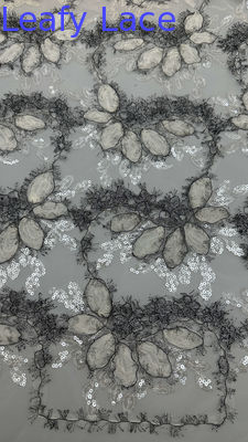 100% Polyester Sequin Metallic Lace Fabric Luxury Breathe And Elegent Sequin Fabric