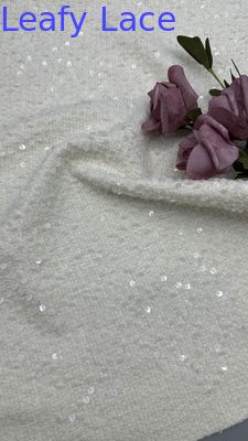 Leafy Sequin Embroidered Lace Fabric Wedding Occasion Fabric Luxury Elegant Fabric