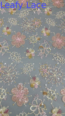 Sequin Embroidered Fabric Leafy Sequin Floral Breathe Sequin Lace Fabric Luxury Occasion Fabric