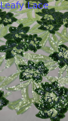 100% Polyester 3D Floral Fabric Sequin Elegant Shine Mesh Lace Fabric Luxury Occasion Evening Fabric