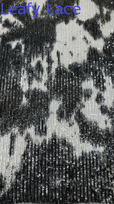 Black And White Sequin Embrroidered Fabric Elegant For AW Season For Ladies Party
