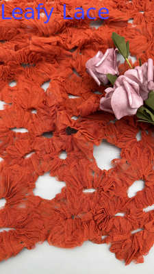 Luxury Ruffled Lace Fabric Handcrafted Layered Tulle With Hollow-up For Dramatic Evening Gowns