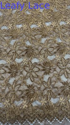 Leafy Flock Embroidered Lace For Baroque Floral Patterns For Regal And Romantic Formal Gowns