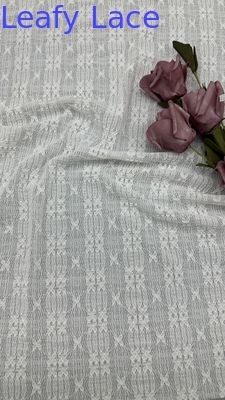 Leafy White Lace Embroidered Fabric Great Color Baroque Stripe Type Patterns And Romantic Dress