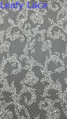 Sequin Embroidered FLoral Beautiful Mesh Ground Customized Design Factory For Gowns