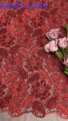 Red Luxary Sequin Embroidered Breathe High Quality Wedding Fabric Customized Design