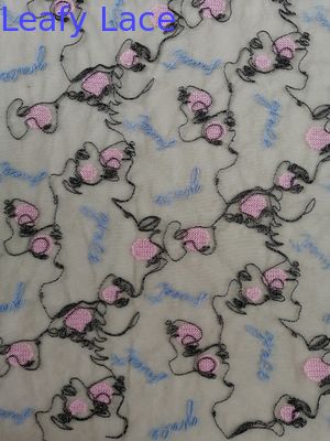 Multi Colored Embroidered Tulle Mesh Fabric With Letters