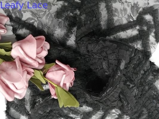 Tulle Mesh Embroidery Black Flower Applique Lace Fabric