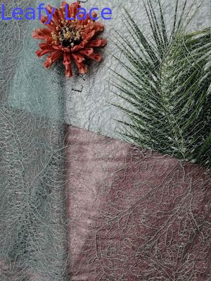 Blue Graceful Tulle Mesh Embroidered Lace Fabric