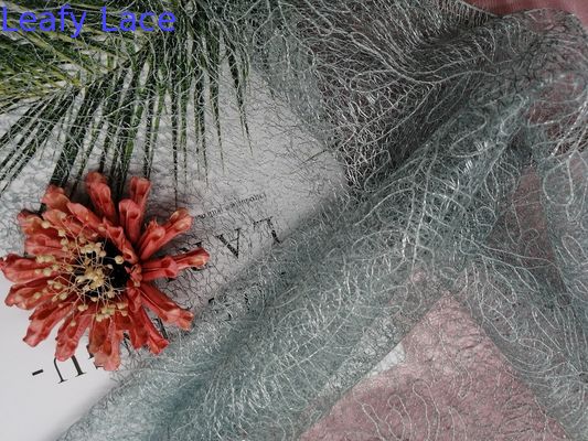 Blue Graceful Tulle Mesh Embroidered Lace Fabric