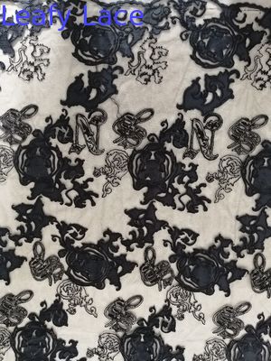 Black Laser Cut Applique Embroidery Fabric Embroidered Lace Fabric