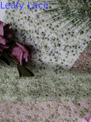 Mesh Green Dot Embroidered Tulle Lace Fabric For Bedding Article