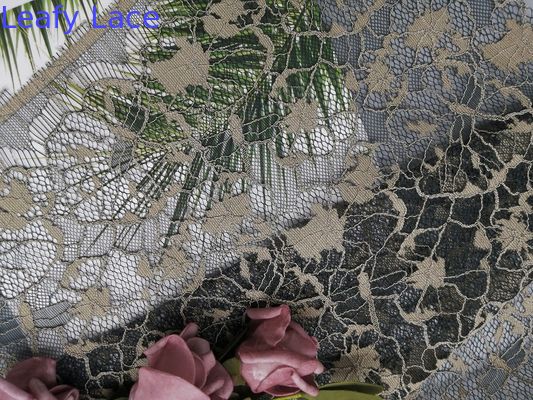 Recycled 142CM 2 Colors Tone Green Corded Lace Fabric