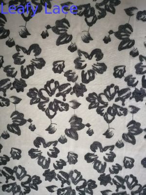 Black Delicate Corded 3D Floral Lace Fabric Embroidered Bridal Fabric