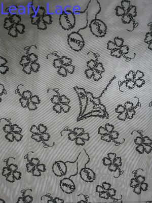 Black Letter Floral Embroidered Lace Fabric