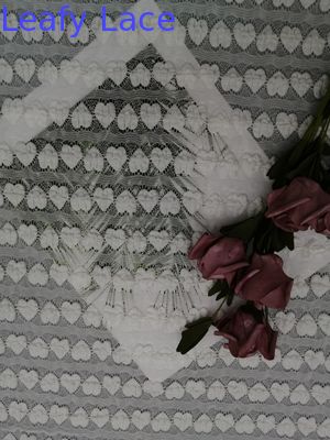 White Heart Linear Mechanical Stretch Lace Fabric Evening Dress Fabric