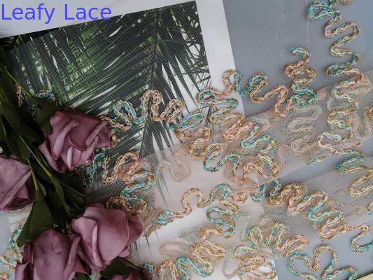 Crochet Corded Lurex Embroidery Metallic Lace Fabric