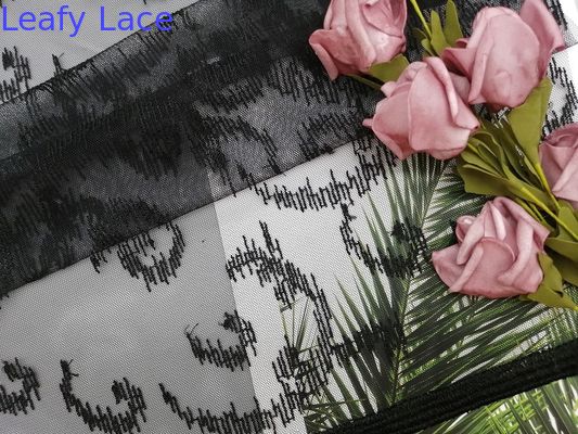 100 Yards 125CM Tulle Mesh Crochet Black Embroidered Lace Fabric