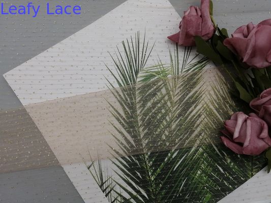 Metallic Lurex Coated Glitter Tulle Mesh Foil Printed Fabric