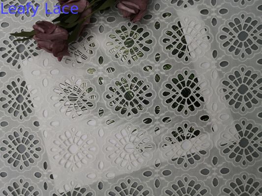 Eyelet Mesh Laser Cutting Cotton Fabric For Female Dress