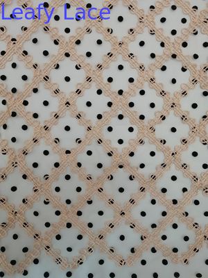 125cm Polka Dot Embroidery Flocked Tulle Mesh Fabric