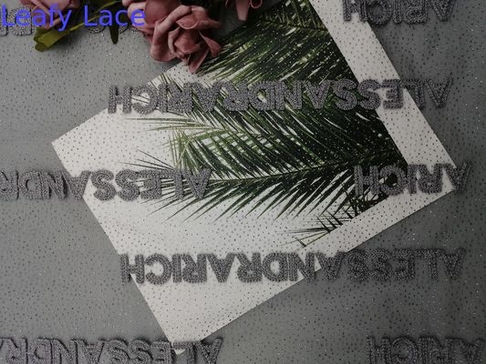 Grey Glitter Embroidery Foil Mesh Fabric For Lady Evening Dress