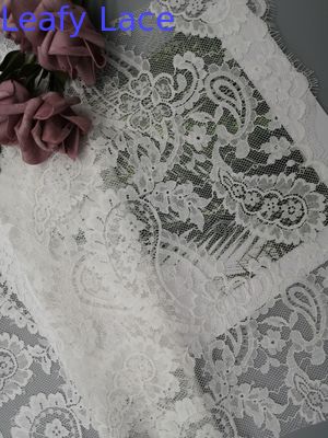 Lightweight French Chantilly Paisley White Bridal Lace Fabric