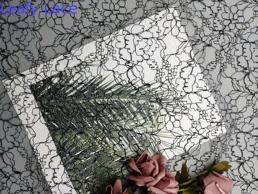 Blue Floral Cord Lace Embroidery Lightweight Corded Lace Party Fabric