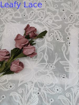 100% Cotton Corded Embroidered Eyelet Lace Fabric For Child