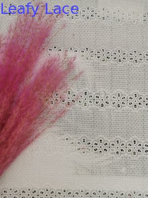 Linear Broderie Embroidered Eyelet Fabric 100% Cotton Nightgown Fabric