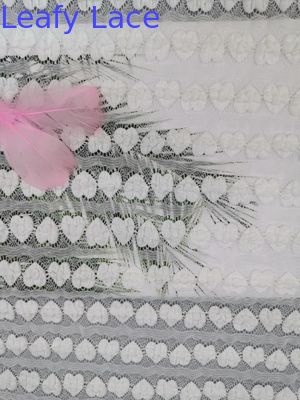 White Heart Linear Mechanical Stretch Lace Fabric Evening Dress Fabric