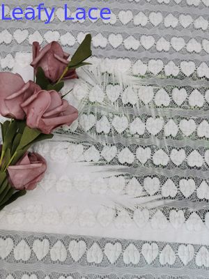 White Heart Linear Mechanical Stretch Lace Fabric Evening Dress Fabric