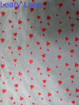 AZO Free Little Girl Red Heart Embroidered Lace Fabric Evening Dress