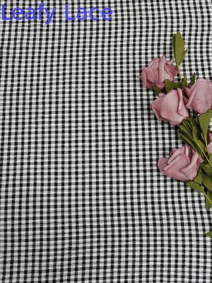 White Black Warp Knitting Checkered Stretch Lace Fabric Heavy Mesh