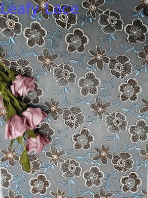 Floral Lace Colored Embroidery Fabric Women Garment Cloth