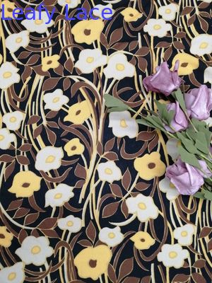 OEM Mesh Tulle Printed Lace Fabric Knitted 145CM Width