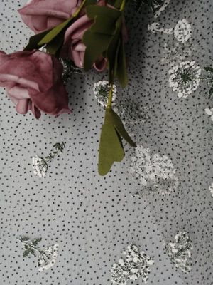 Colored Foil Printed Embroidered Lace Fabric Shimmer Tulle