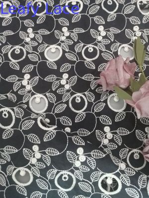 100% Cotton Voile Embroidered Eyelet Fabric Two - Tone Lace