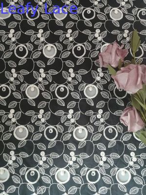 100% Cotton Voile Embroidered Eyelet Fabric Two - Tone Lace