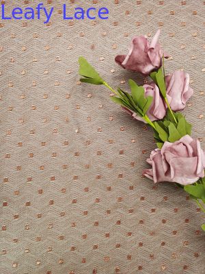 Brown Color Embroidered Lace Fabric Metallic Tulle Lace Light Weight Dot Lace
