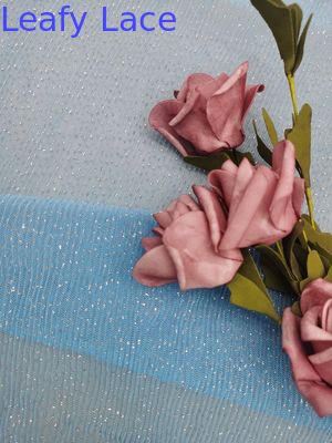 Bule Dot Tulle Mesh Foil Printed Fabric Pleated Lace Fabric