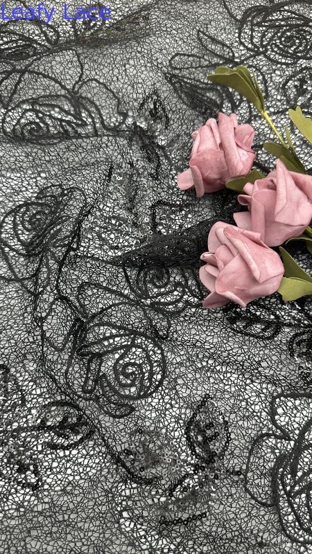 Polyester Sequin Corded Lace Fabric Elegant Sequin Embroidered Lace Sequin Fabric