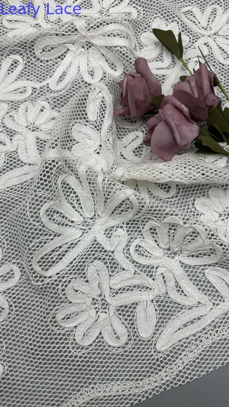 100% Cotton Leafy Corded Lace Fabric Embroidered Lace Fabric Elegent for Clothes